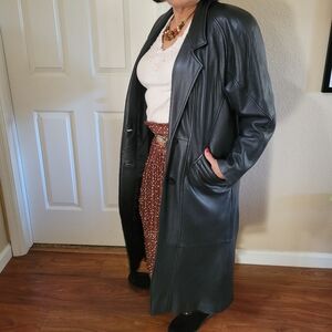 LNR Vintage 100% Leather Long Coat